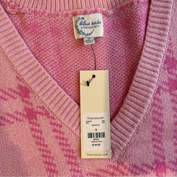 francesca’s pink plaid sweater vest coquette cottagecore easter fall pastel y2k - Picture 4 of 7
